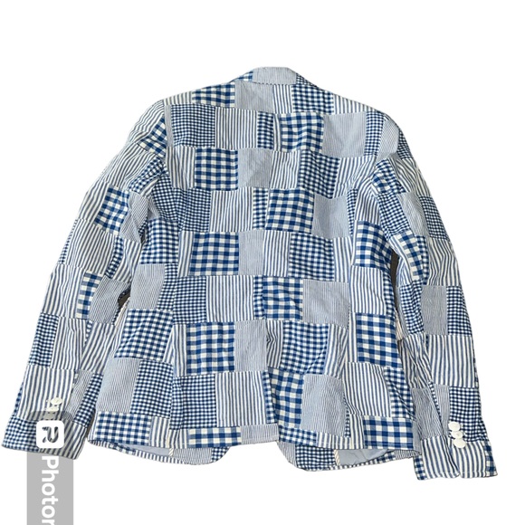 Red Fleece Brooks Brothers Cotton Patchwork Blazer | Size 2 - Picture 7 of 11